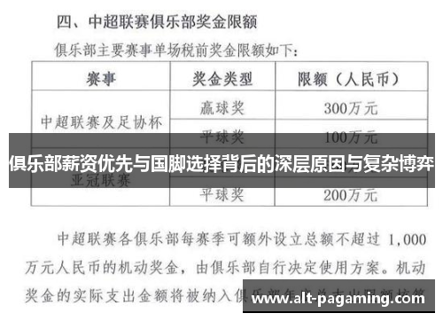 俱乐部薪资优先与国脚选择背后的深层原因与复杂博弈